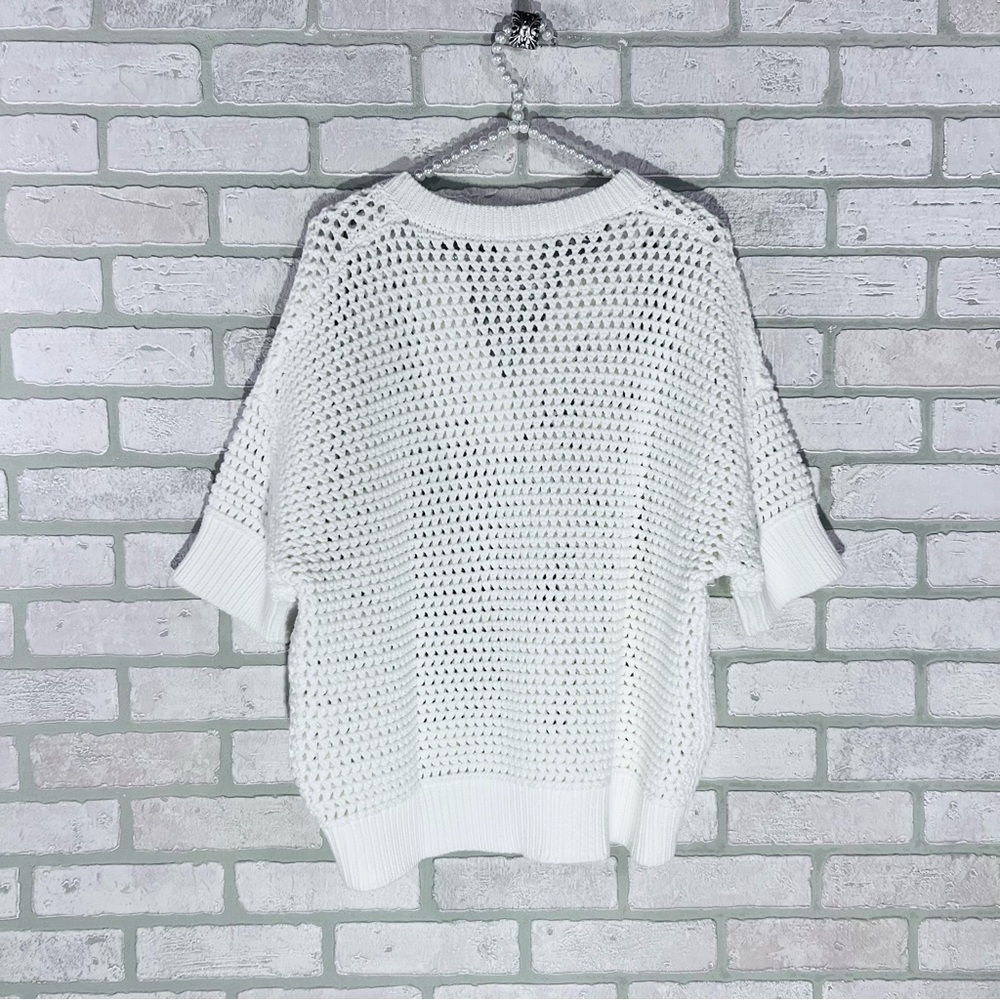 Haven Well Within Knot Stitch Henley Sweater in White Size L - Picture 4 of 9